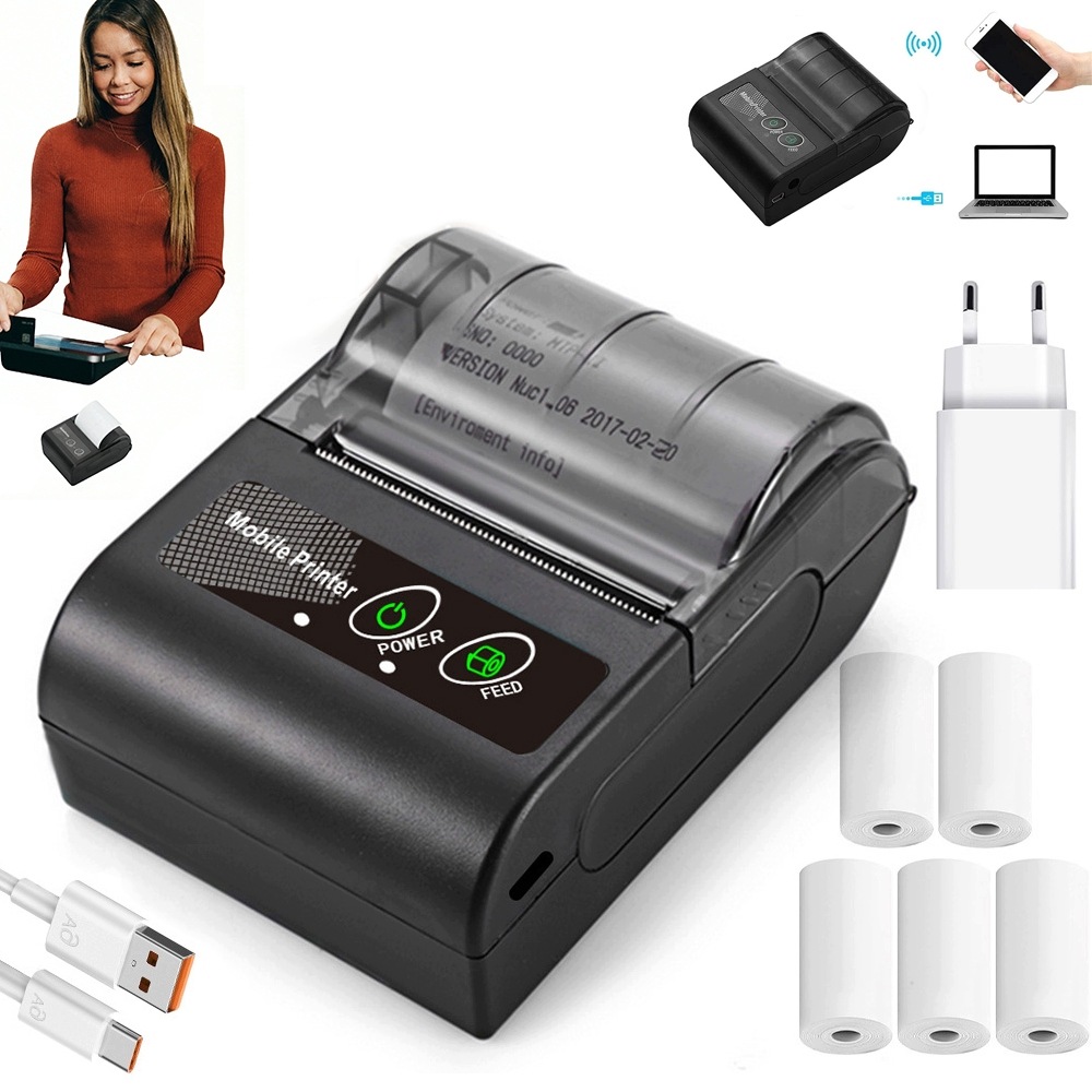 Mini Bluetooth mobilní tiskárna paragonů pro obchod Gastronomi 58 mm