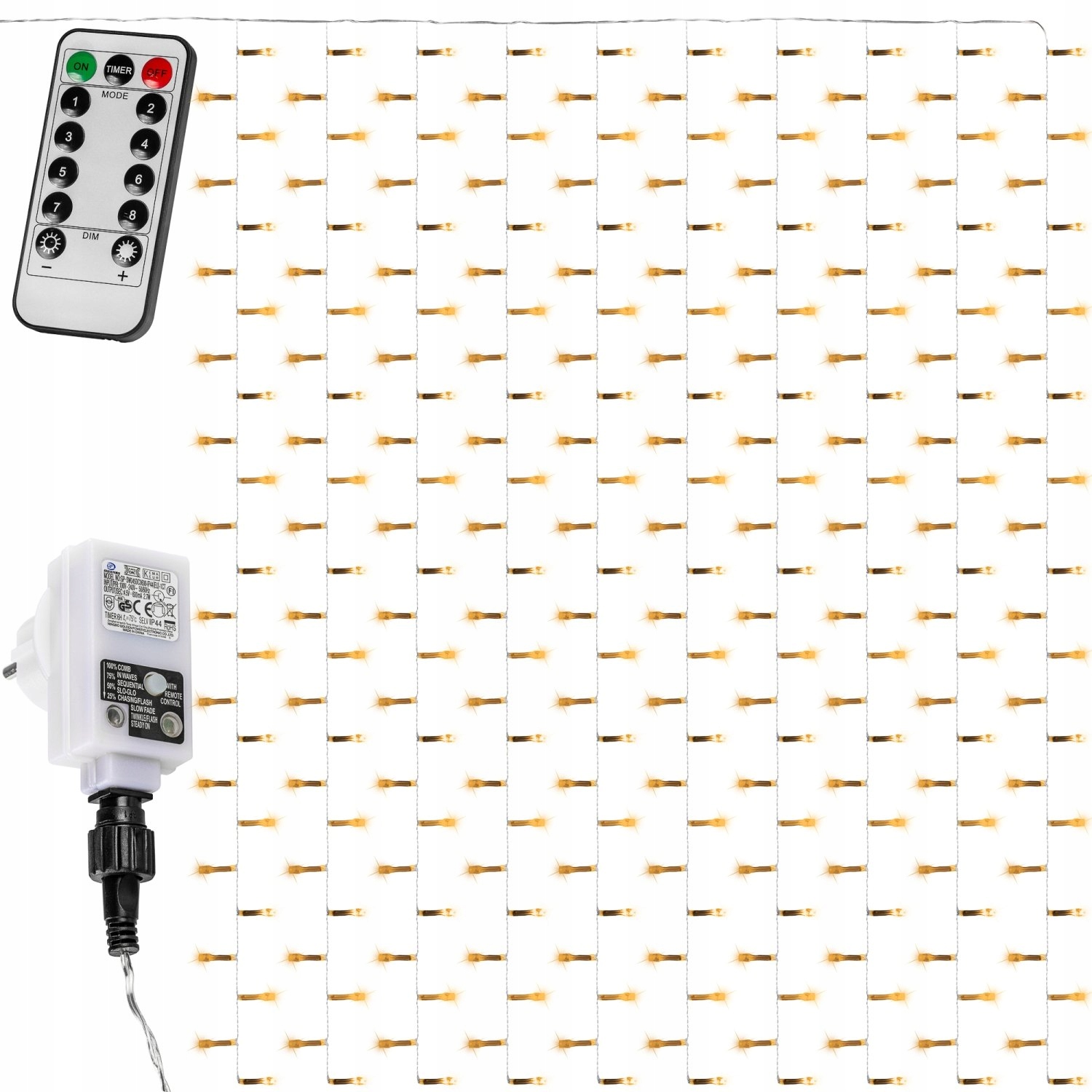 

Kurtyna Świetlna Zwisające Lampki Sople 3x3 300LED