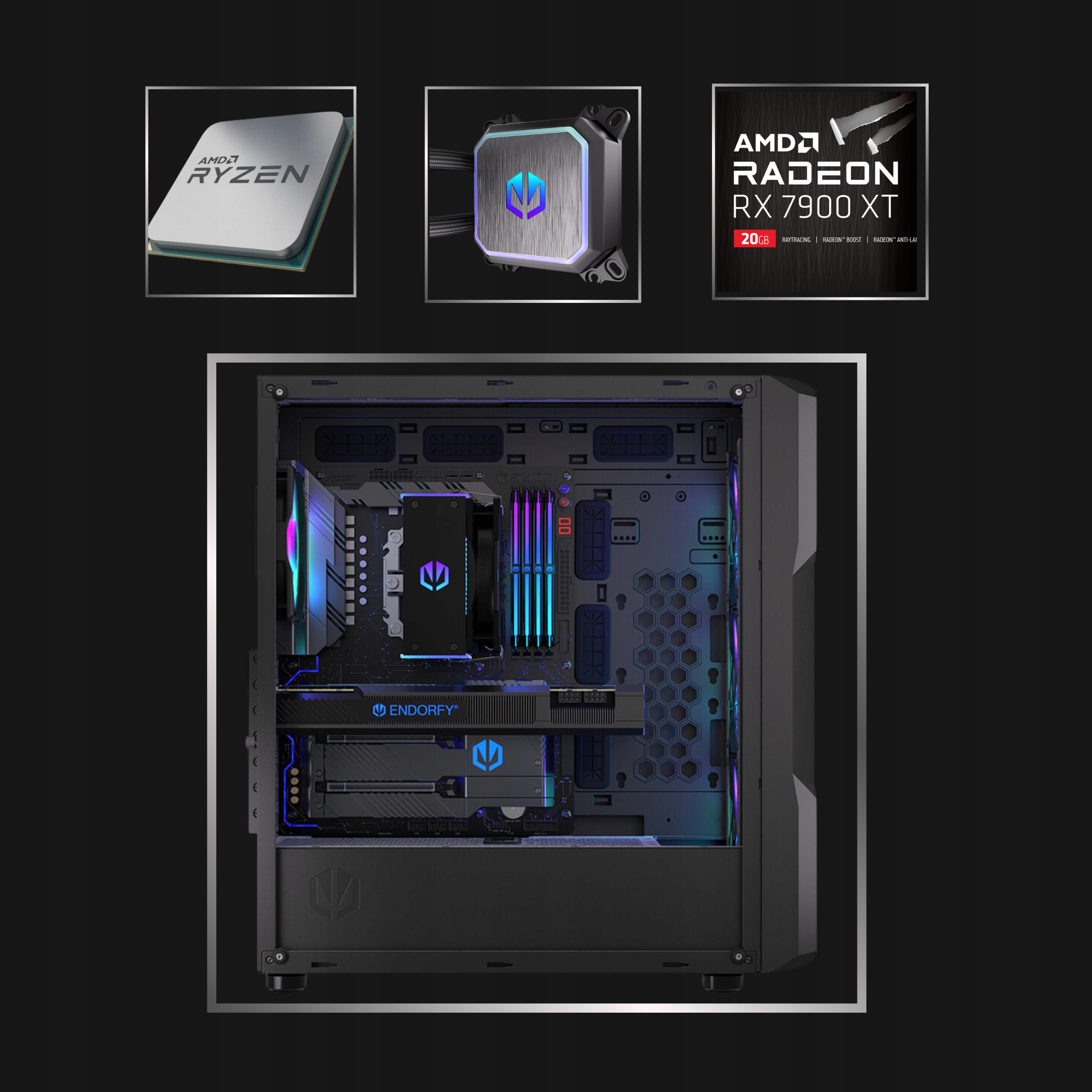 KOMPUTER GAMINGOWY RYZEN 9 7950X3D RX 7900 XT 32GB DDR5 2TB M2 Model GAMER ULTRA Ryzen 9 RX 7900XT 32/2TB