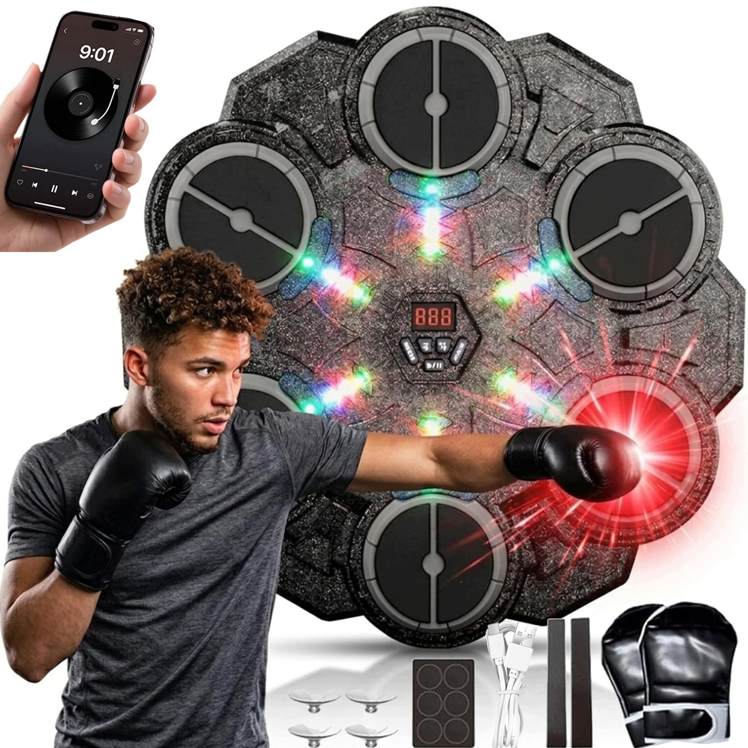 Boxerská Deska Boxerský Trenažér Pro Boxování Rukavice Bluetooth Music