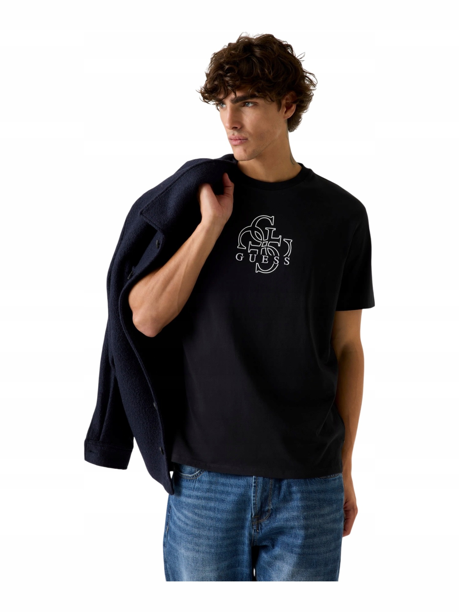 Pánské Tričko Guess s krátkým rukávem, velikost Bsc, základní velikost Quattro, černé rM