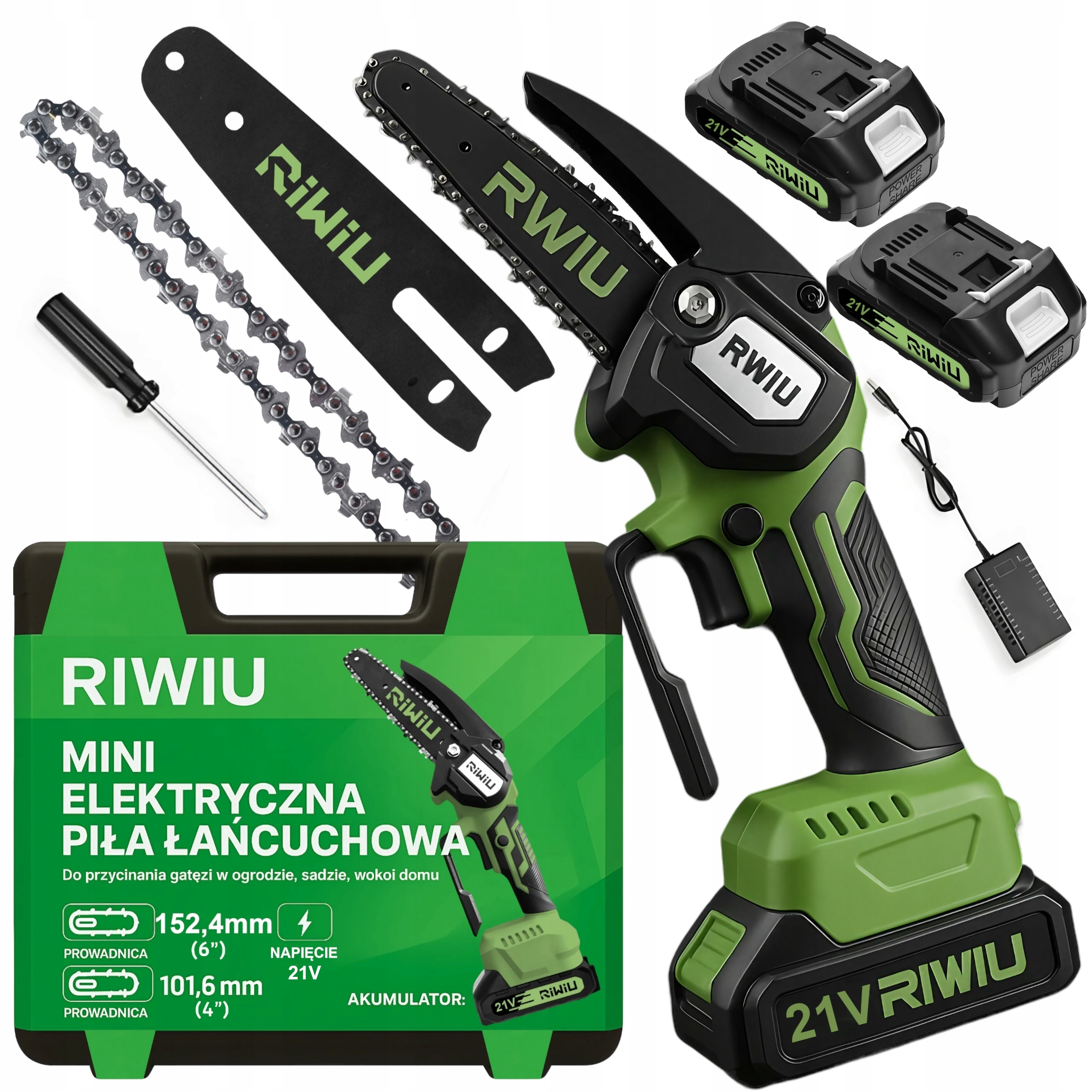 Piła Akumulatorowa Łańcuchowa Gałęziówka Elektryczna Pilarka Gałęzi 2 Aku