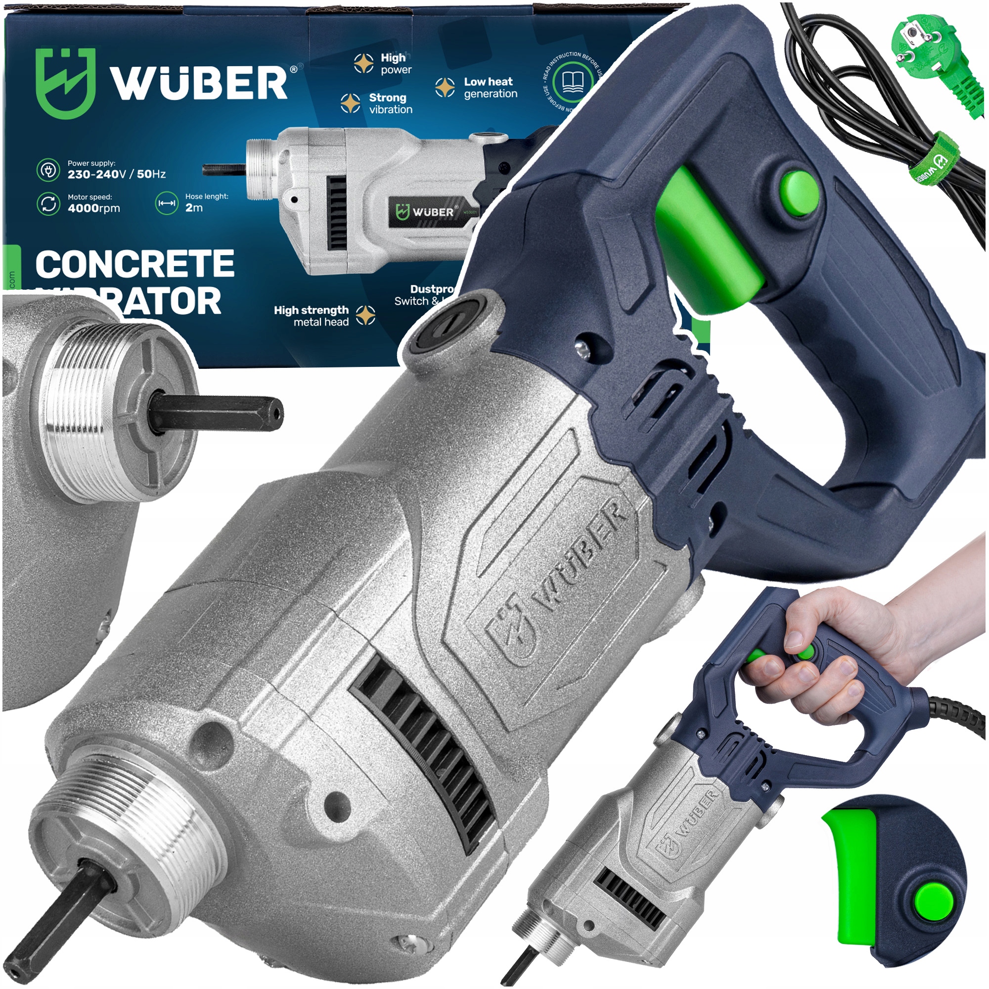 Vibrátor Zahušťovač Šlehač Na Betonu Elektrický Vibrační 1300W Wuber