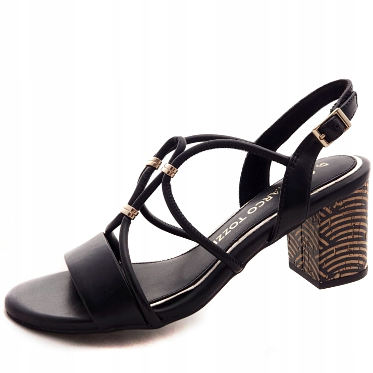 Elegantní sandály na podpatku Černé Marco Tozzi 28311
