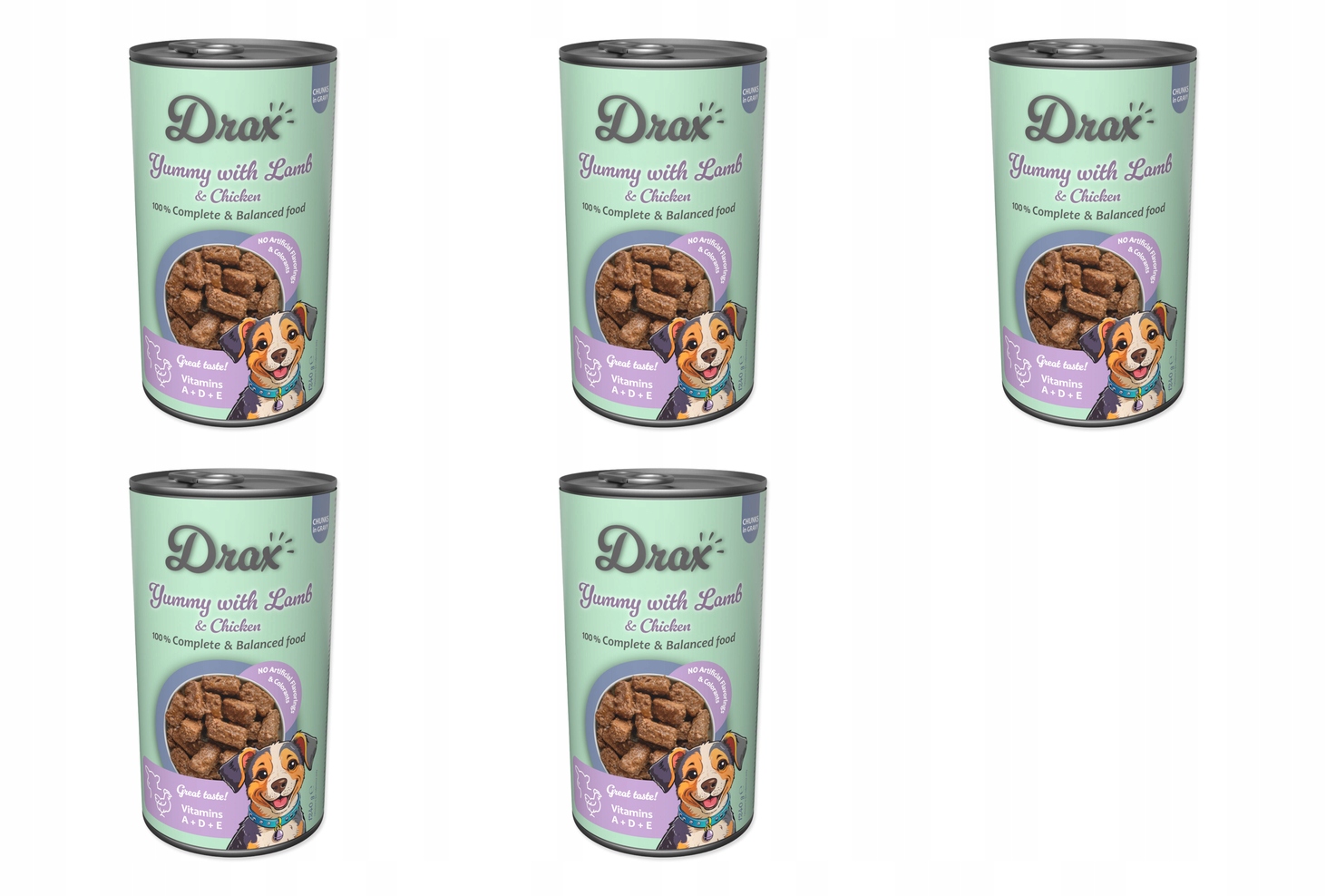 Konzerva Drax Adult s jehněčím a kuřecím 1240g balení 5 ks
