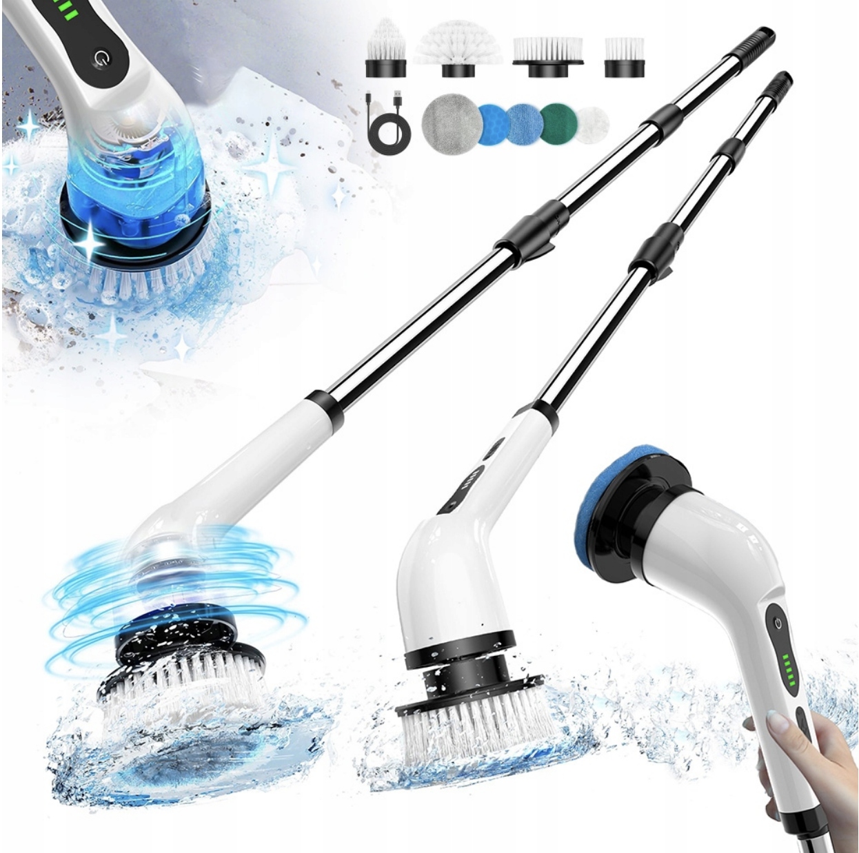 Elektrický Bezdrátový Rotační Kartáčový Mop Na Čištění Mytí 9v1