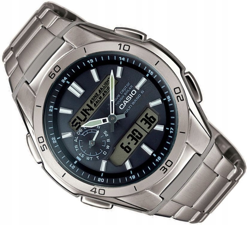 Pánské Hodinky Casio WVA-M650TD-1A Titanové Solární Rádiově Ovládané Box