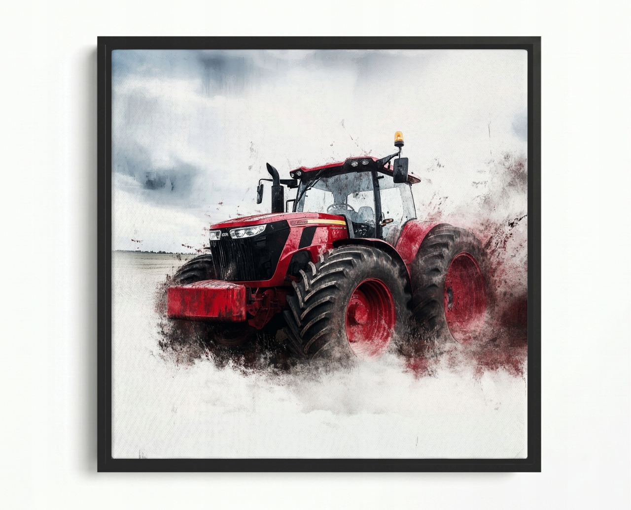 Obraz Rám American Box Červený Traktor Farma Pole Zemědělský Traktor 50x50