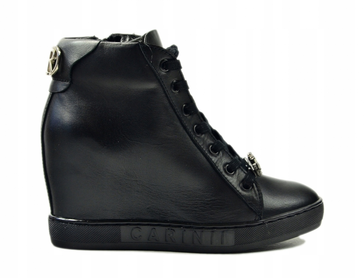 Botki 39 sneakersy Carinii B9177 czarne skóra na