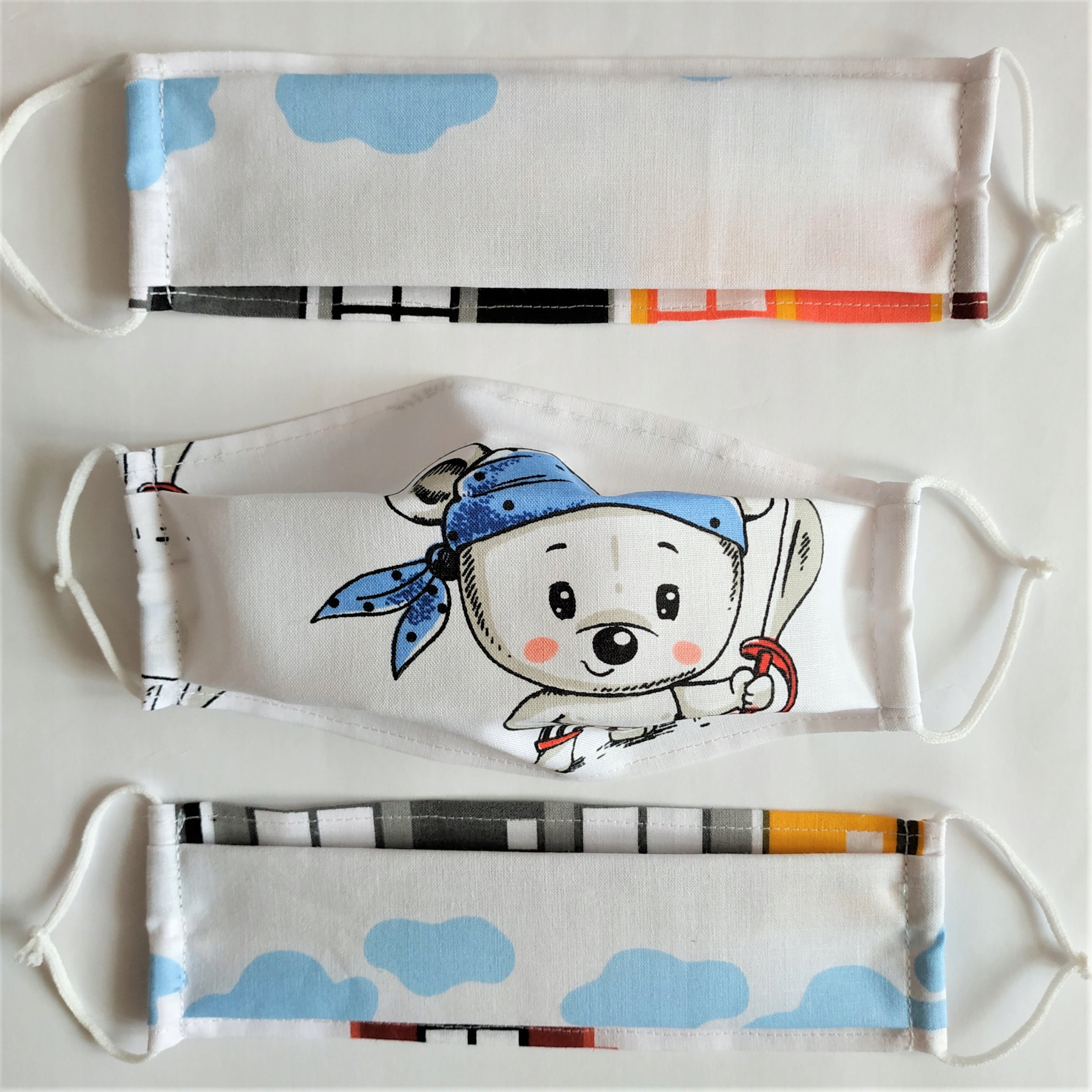 

Maseczka bawełniana dla dziecka niebieska miś 3szt