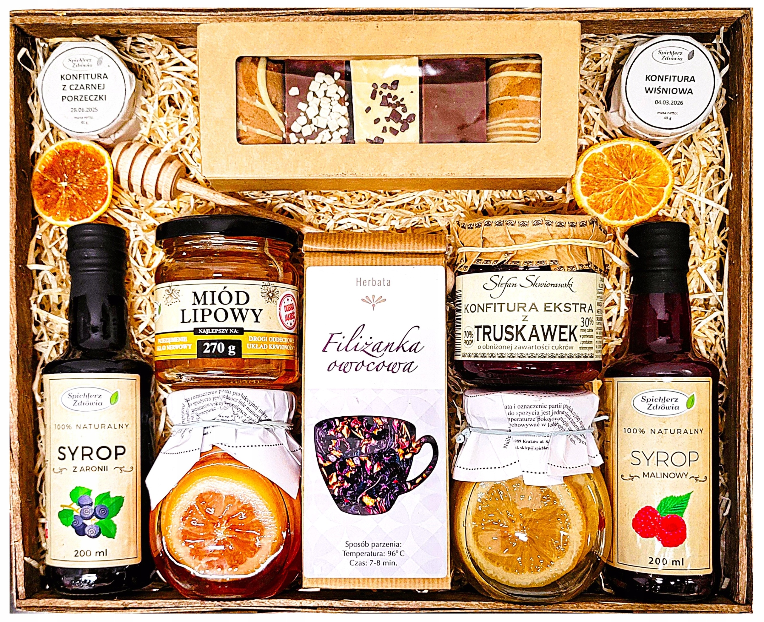 Levně Velký Dárkový Koš Dárek Dárkové Balení Čaje Med Sirup Pochoutky Perníky