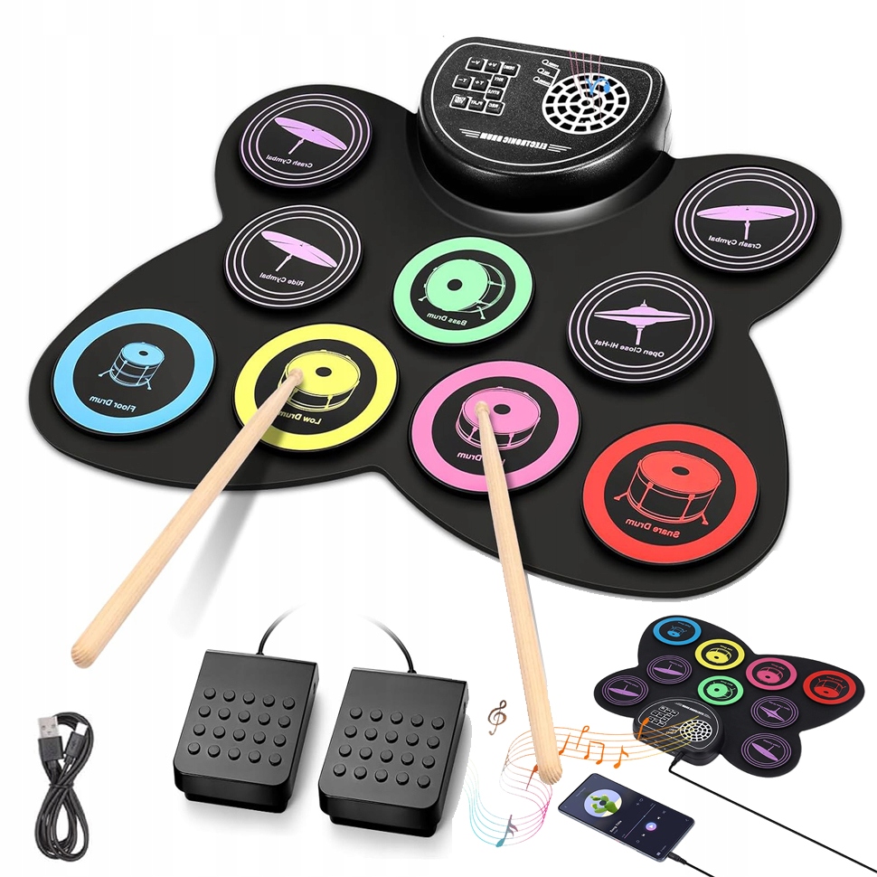 Elektronická Bicí Souprava, 9 Padů, Skládací Elektronické Bicí, Vestavěný Reproduktor