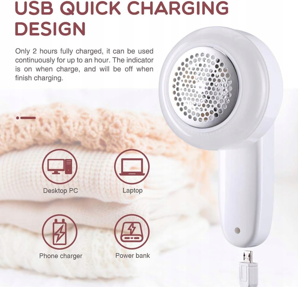 Golarka do ubrań Fuzz Debobbler 2 wymienne ostrza Kolor dominujący biały