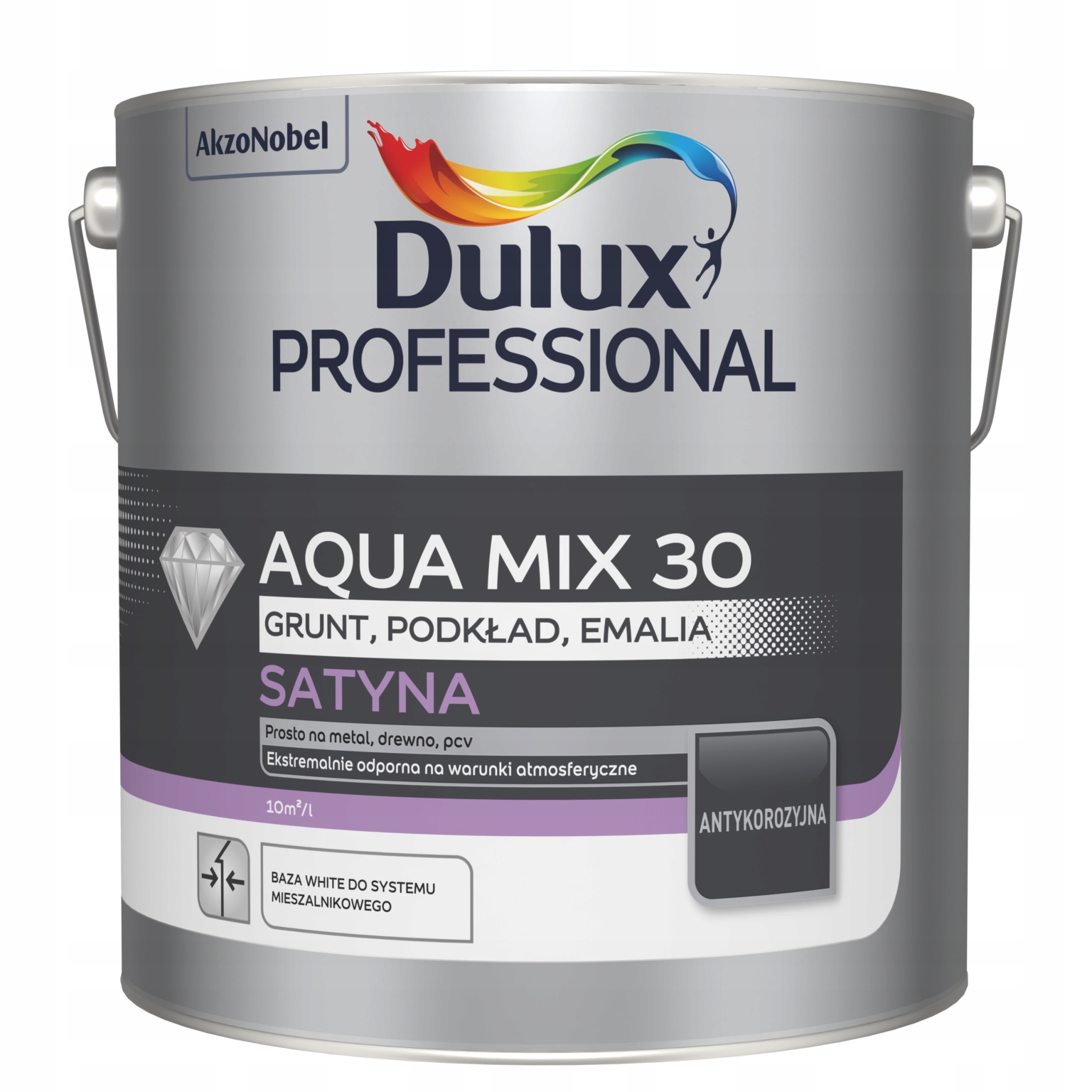 Aqua mix 30 Dulux Professional emalia 3w1 wodny hammerite na rdzę 0,9l