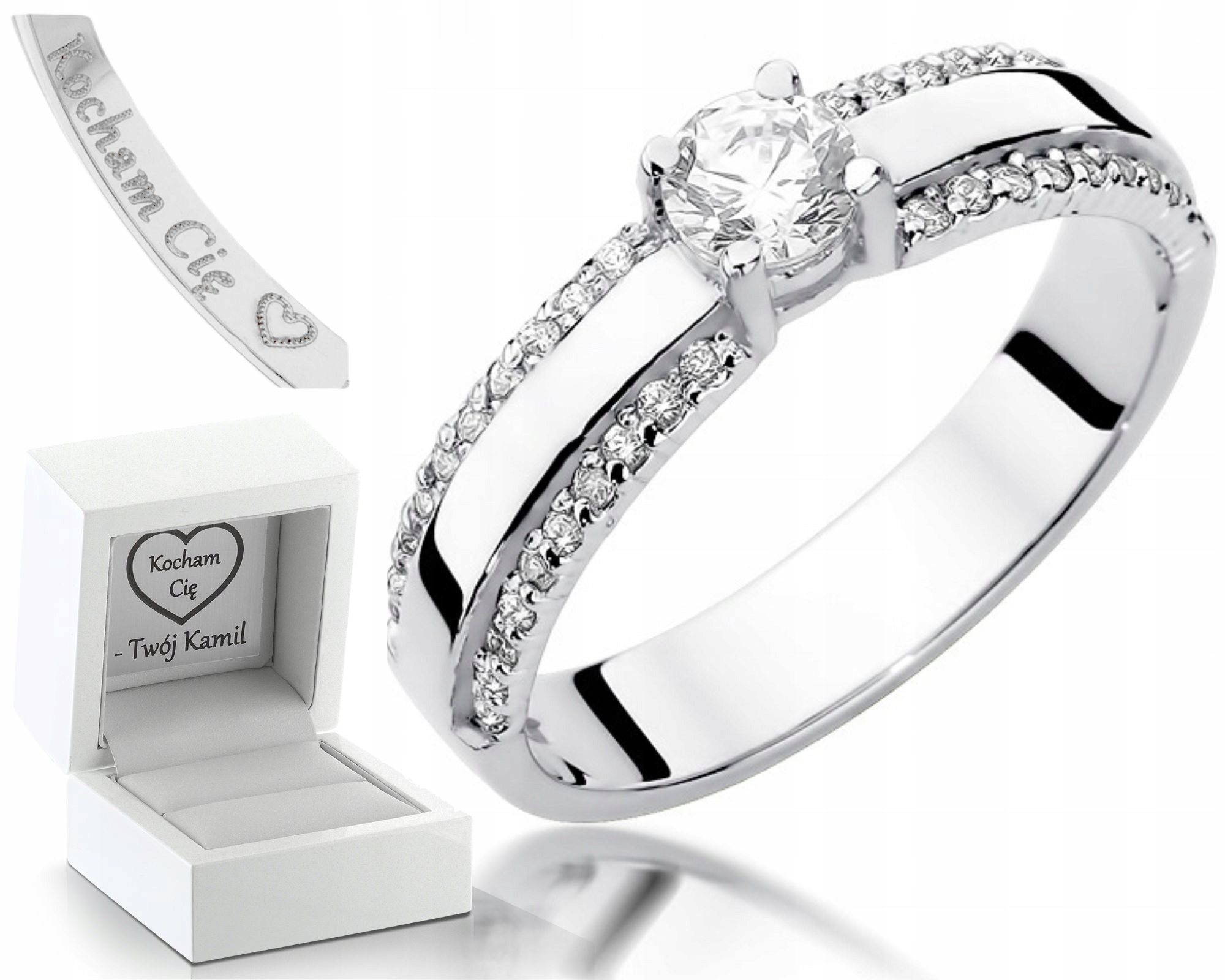 Prstýnek S Brilianty 0,45 Ct Bílé Zlato Gravírování