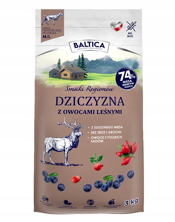 Levně Baltica Adult Zvěřina s lesními plody M/L 3kg suché krmivo pro psy