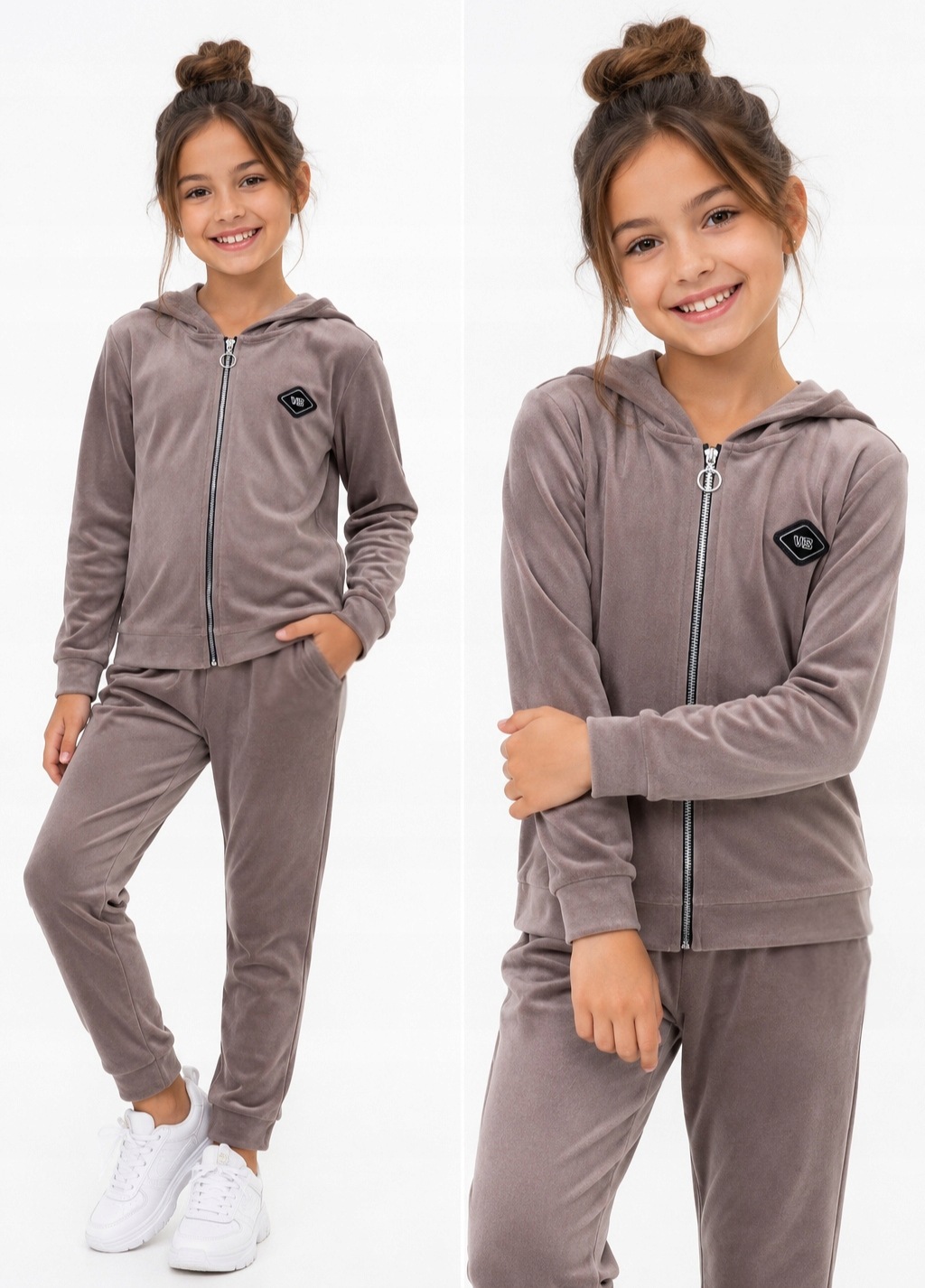 Dres Dziewczęcy 134 Sportowy Welur bluza spodnie Komplet welurowy zestaw