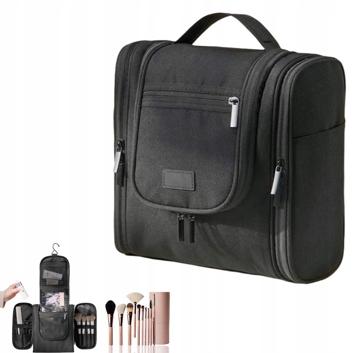 Velká Černá Kosmetická Taška S Potiskem, Závěsná, Cestovní, Pro Kosmetiku A Potřeby