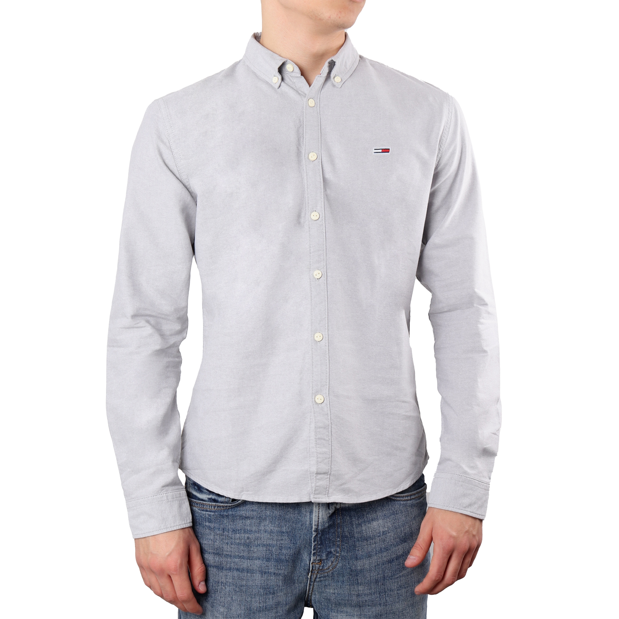 Pánská košile Tommy Jeans Tjm Cotton Oxford Shirt Light Grey