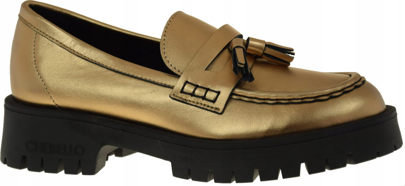 Exkluzivní Kožené Mokasíny Zlaté Lofersy 2821 37