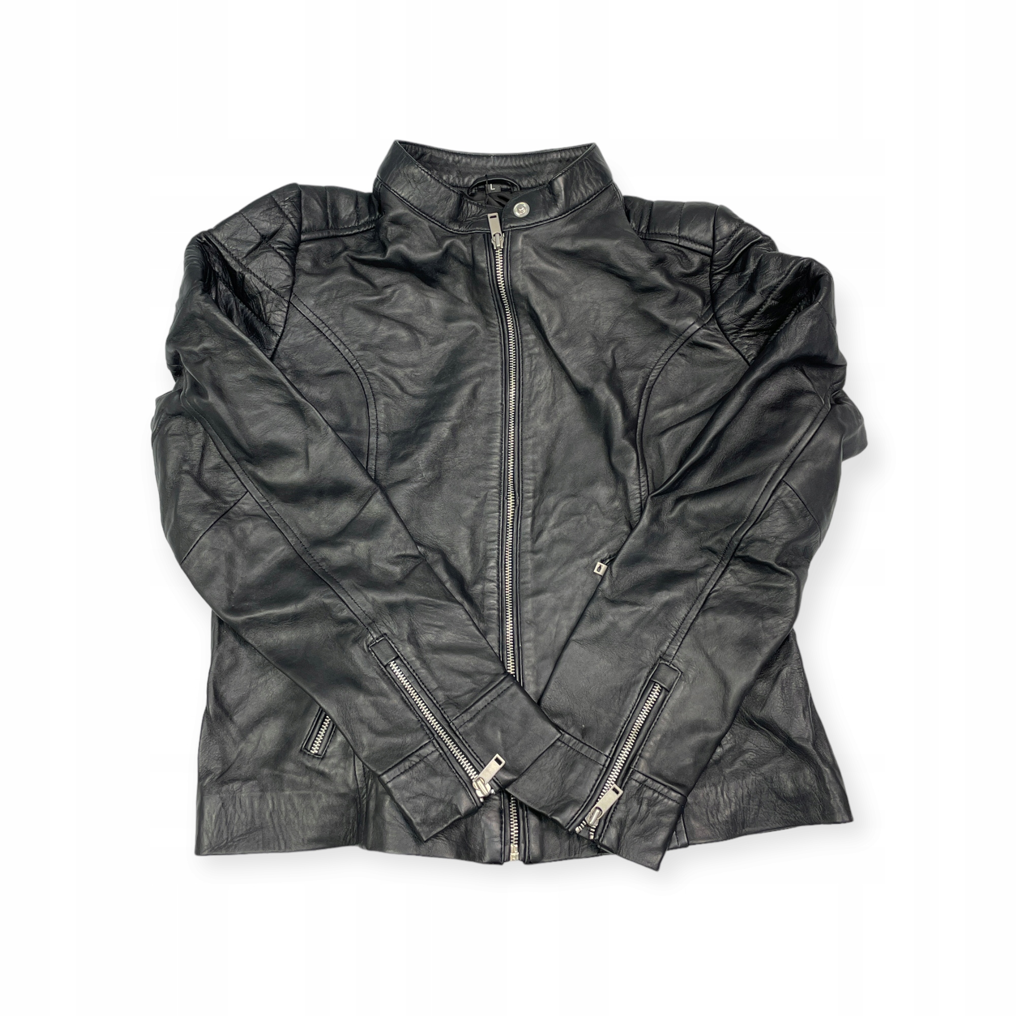 Kožená černá dámská bunda Real Leather L