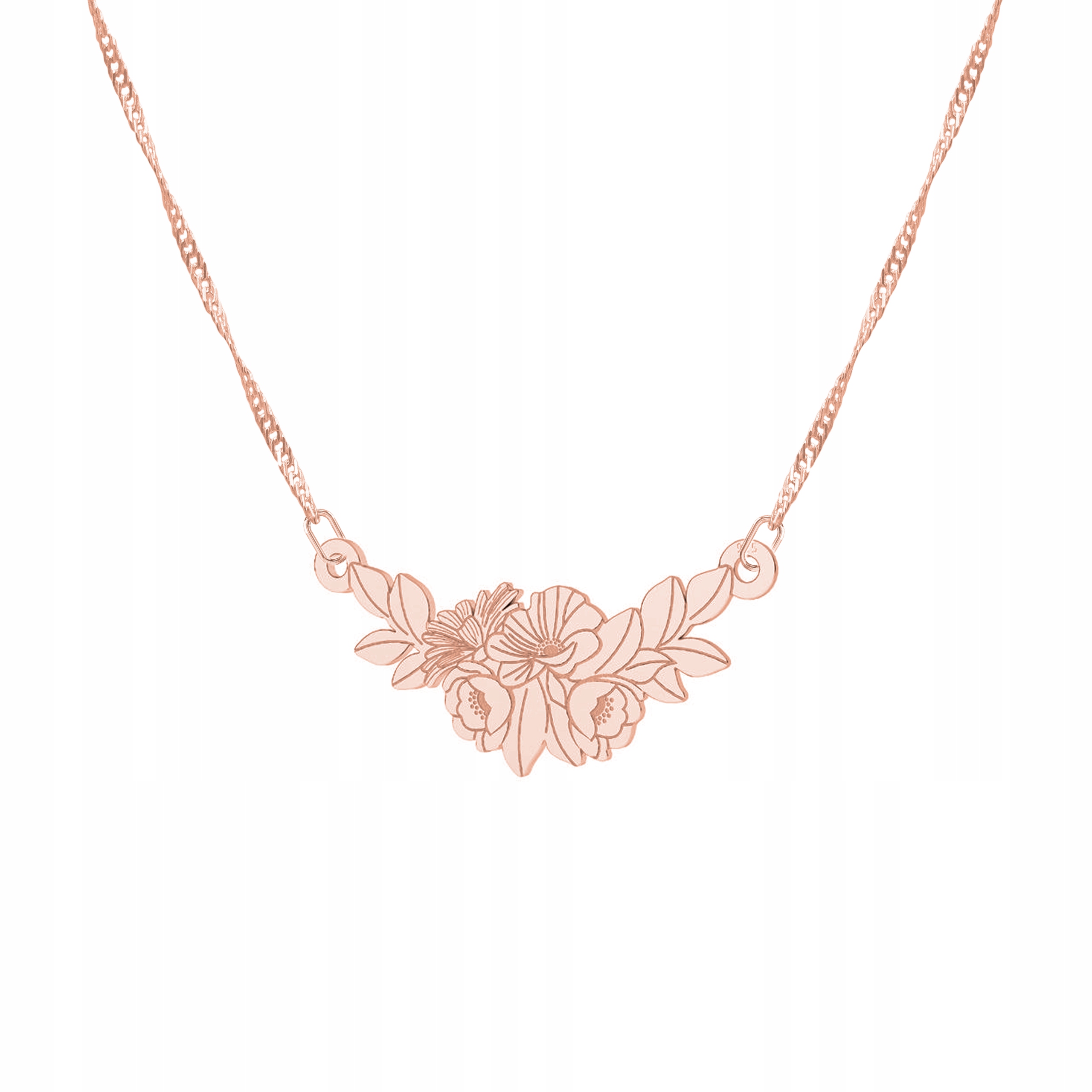 Řetízek zlatý náhrdelník 925 Kytice květů