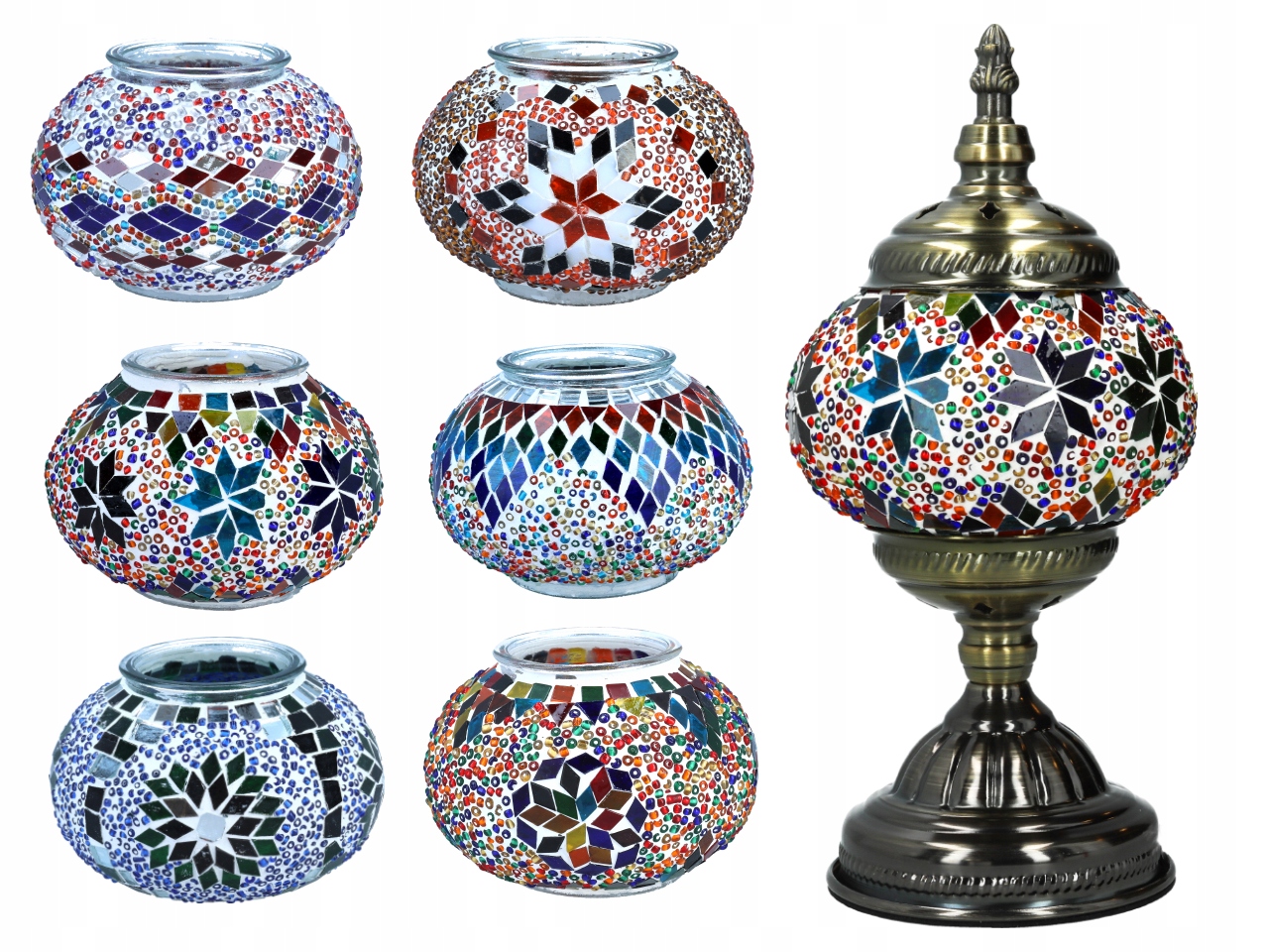 Stolní Lampa Noční Skleněná Mozaika Vícebarevná, Turecký Styl