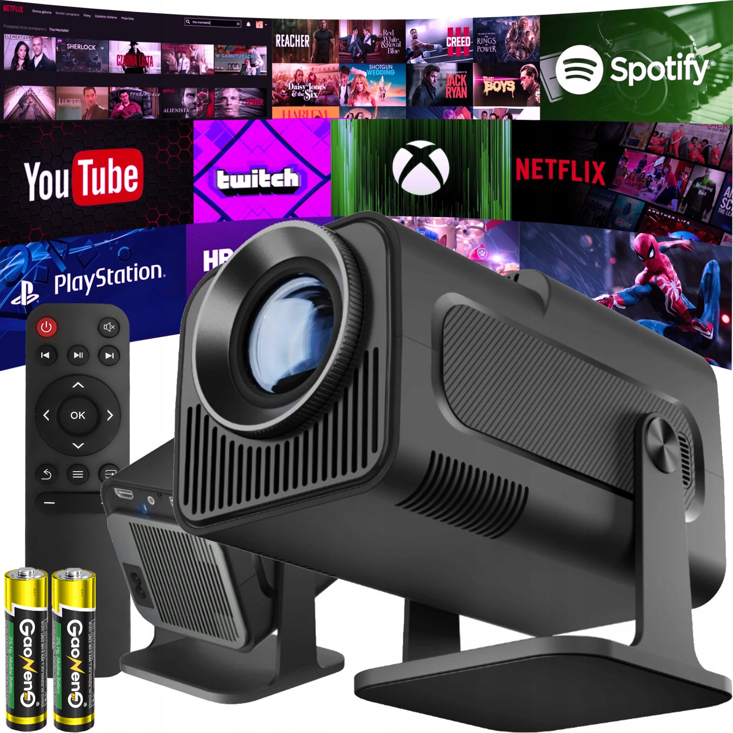 Projektor Android Tv Wifi Full Hd Přenosný Smart Reproduktor