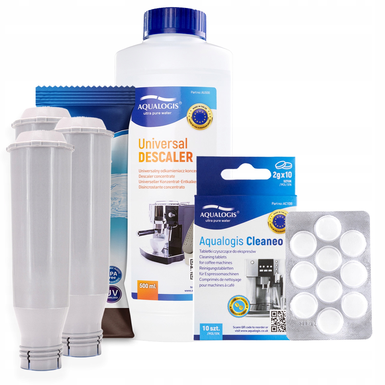 3x Filtr AL-Tes46 pro kávovar Bosch+Univerzální odvápňovač 0,5 l tablety