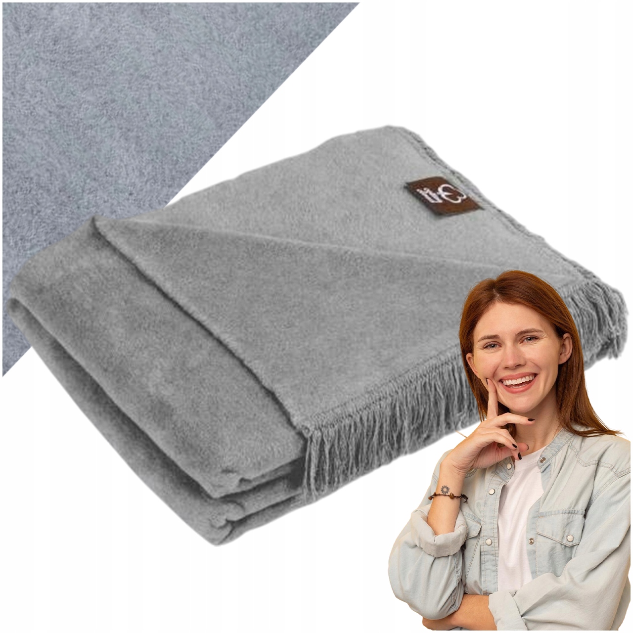 Bavlněná akrylová deka 150x200 šedá cikcak přehoz pled