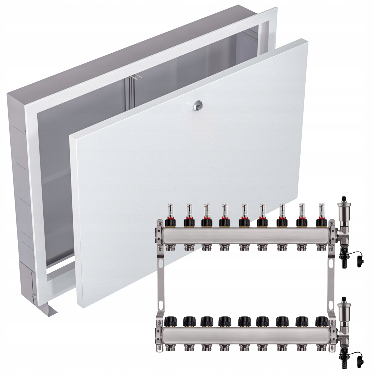 Nerezový Rozdělovač Podlahových Krytin 8+ Podomítkový Box Bílý