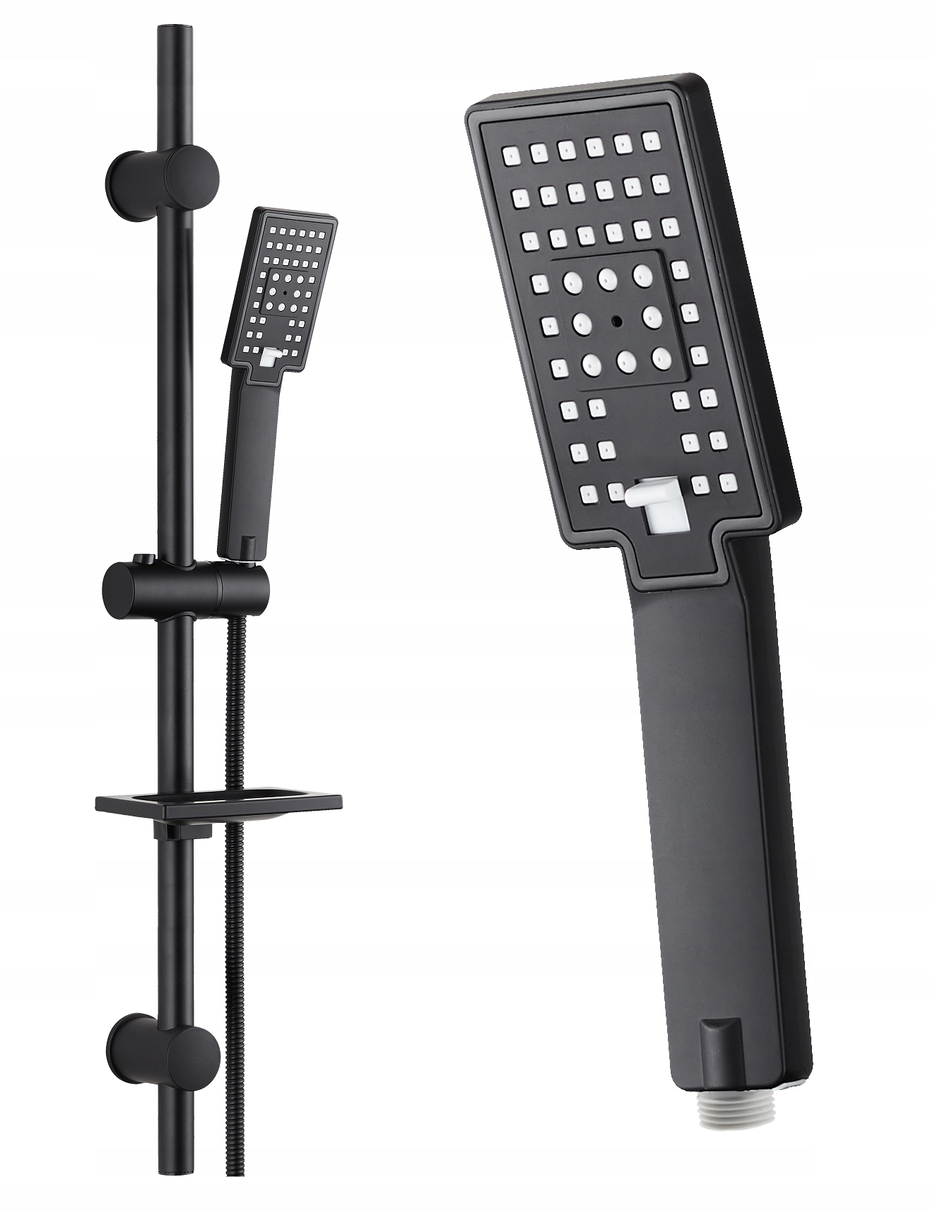 BATERIA PRYSZNICOWA CUBIC LOFT MODERN black CZARNY MAT + ZESTAW NATRYSKOWY Kolor czarny