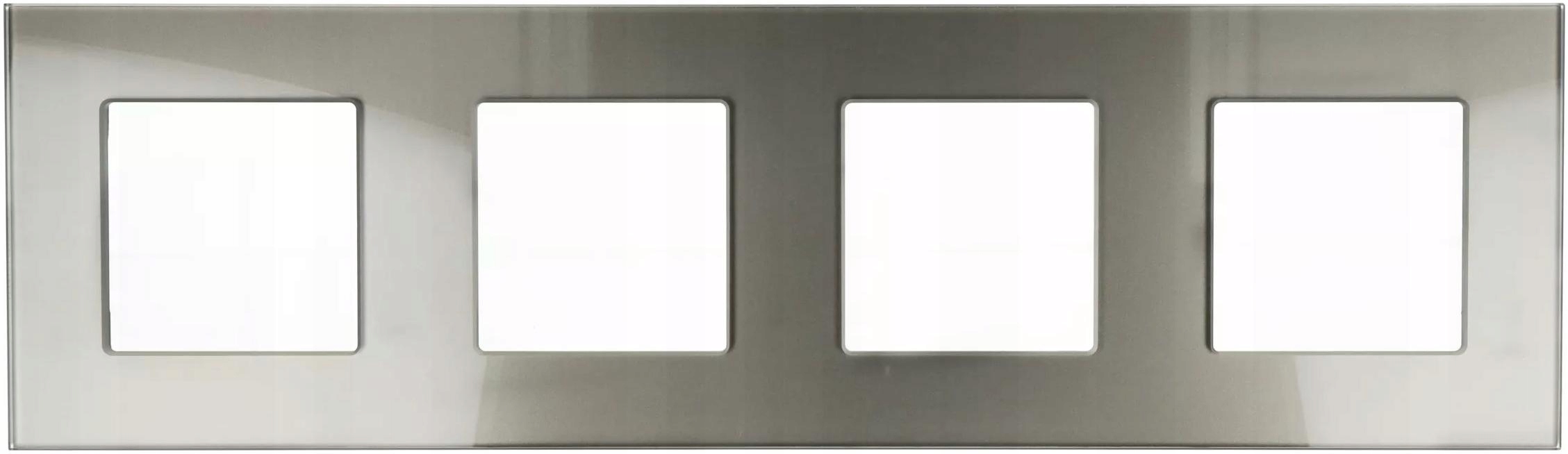 Rámeček Skleněný Čtyřnásobný Šedý Do Zásuvky 230 Do Zásuvek DC Smart Home 4F