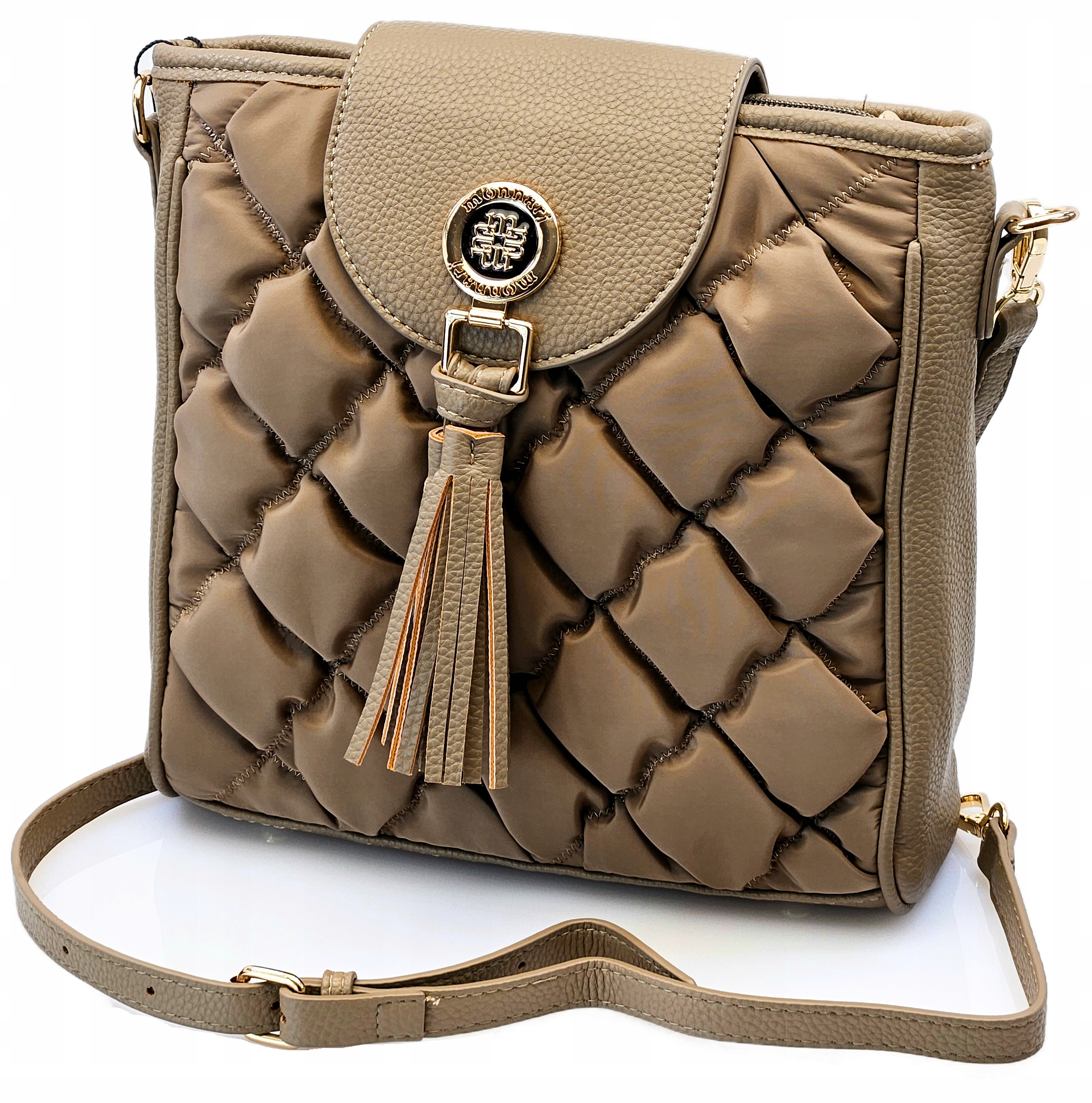 Monnari Dámská kabelka Přes Rameno Prošívané třásně Eko kůže Béžová