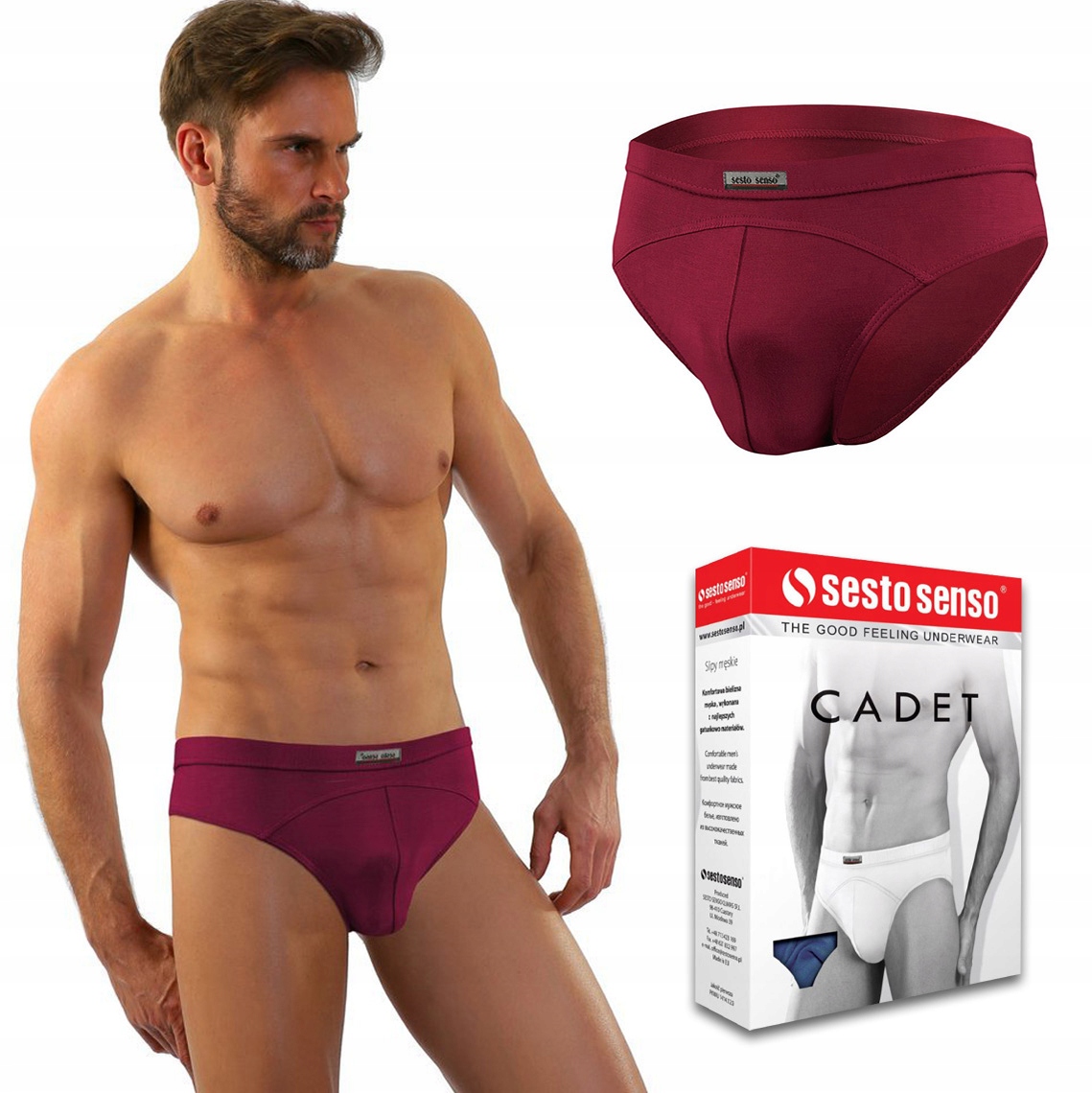 

Slipy męskie bordowe Sesto Senso Cadet - M