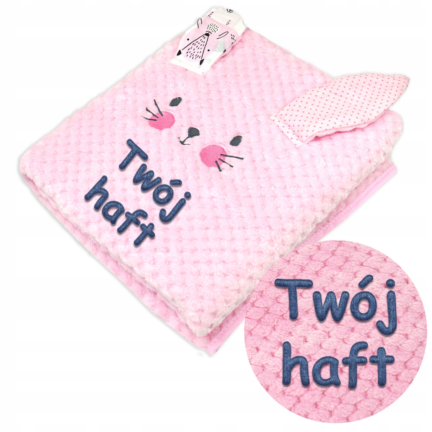 

Kocyk do wózkaSoft z aplikacją Króliczek haft imię