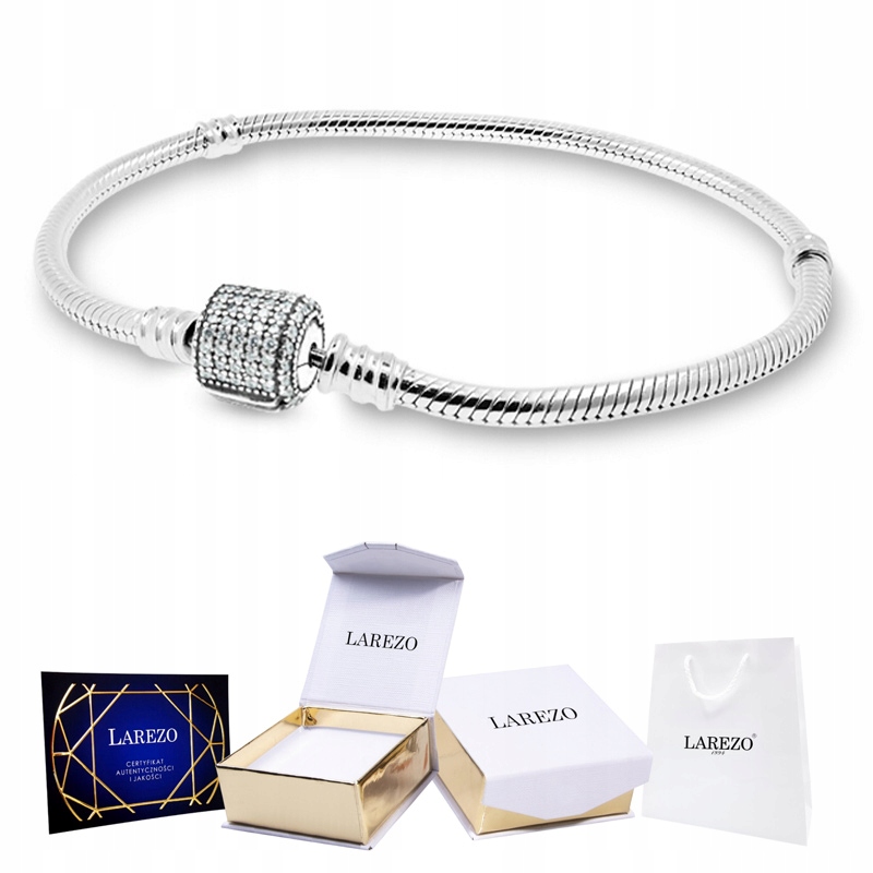 Modulární Stříbrný Náramek se zirkony Charms Zirkony Přívěsek 16 cm