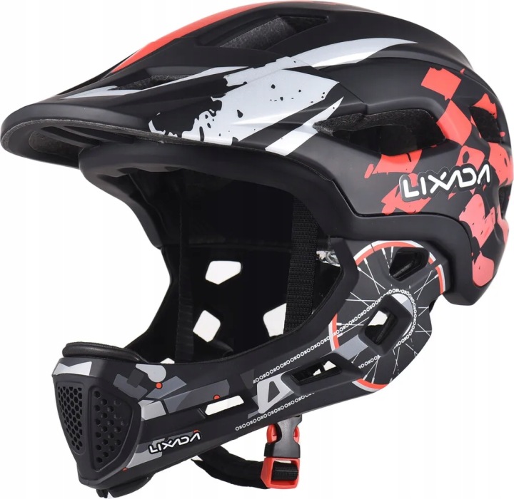 Kask rowerowy dziecięcy fullface Lixada JC-012 White Red Black S 50-56cm