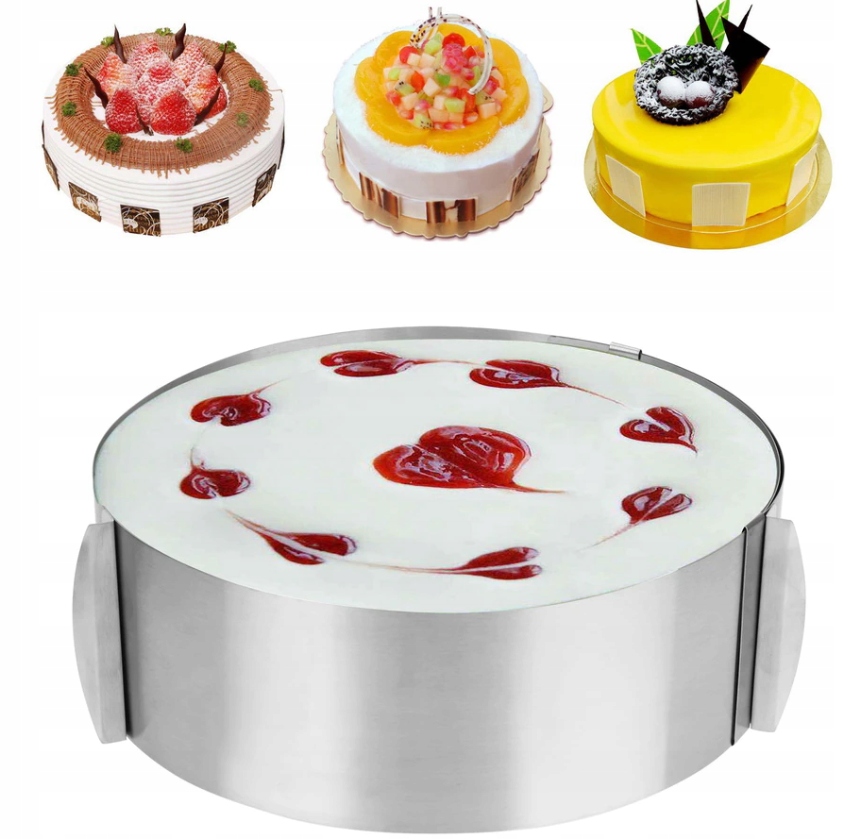 Obręcz forma DO PIECZENIA BISZKOPTU OPASKA oring TORT wys 8,5cm śr 16-30cm