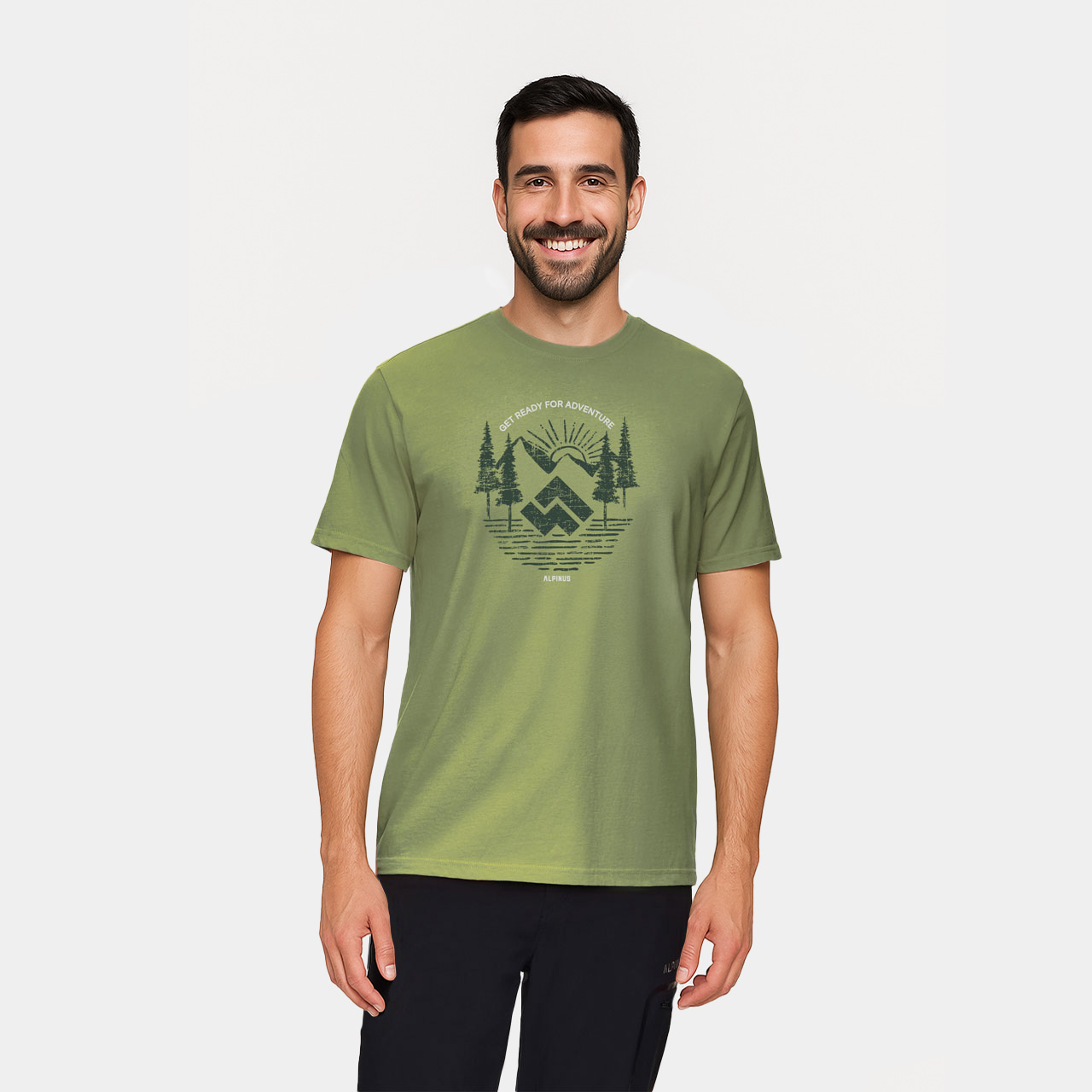 Koszulka męska Alpinus Kitreli zielona print, bawełna, outdoor 2XL