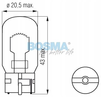 ŻARÓWKA 12V 21W WY21W T20d AMBER Producent Bosma