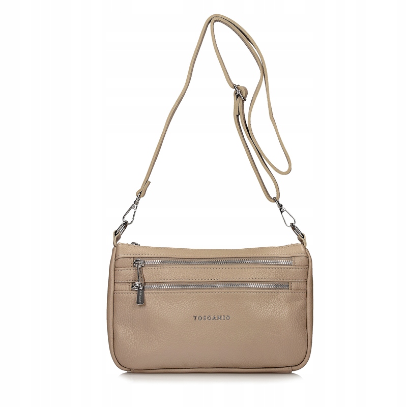 Torebka Damska Listonoszka Skóra Naturalna Mała Na Ramię Beż F169