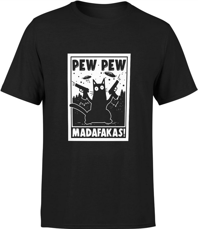 KOSZULKA MĘSKA KOT PEW PEW MADAFAKA T-SHIRT HIT S