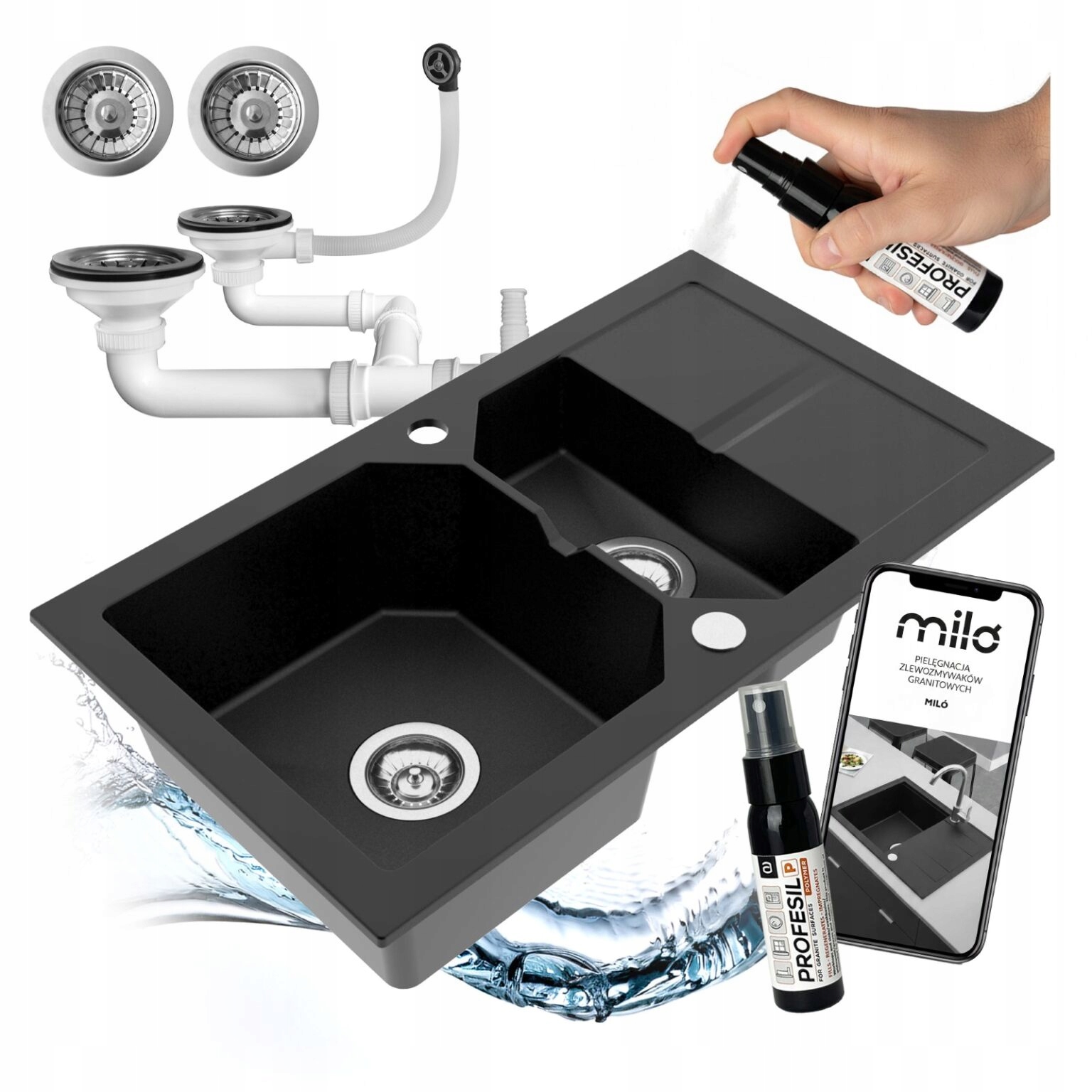 Drezový Kuchynský Drez Granitový Polototorakomorový Miló Kenzo Sifón