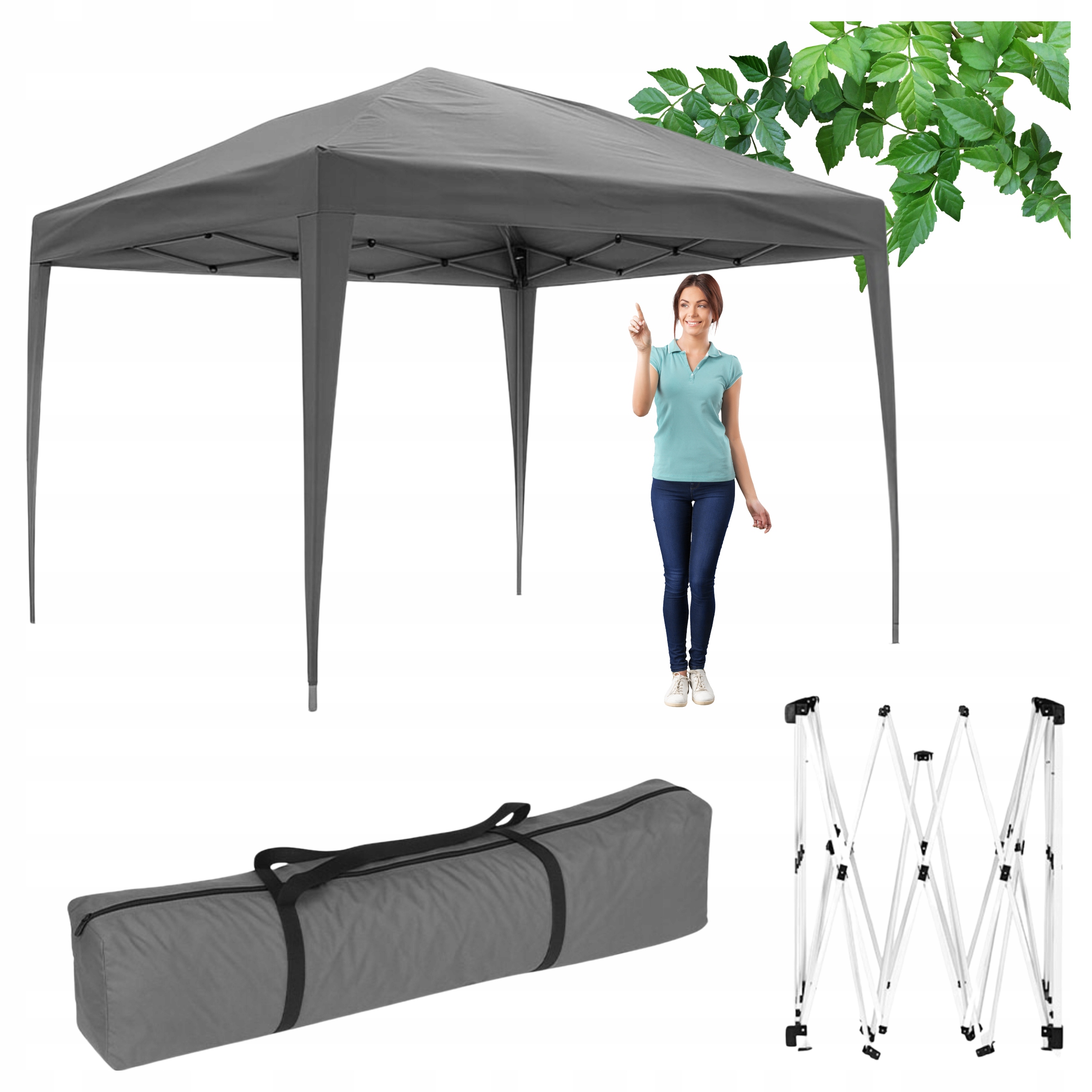 Pawilon Ogrodowy Namiot 3x3m Rozkładany Automatycznie Daszek Na Taras Szary