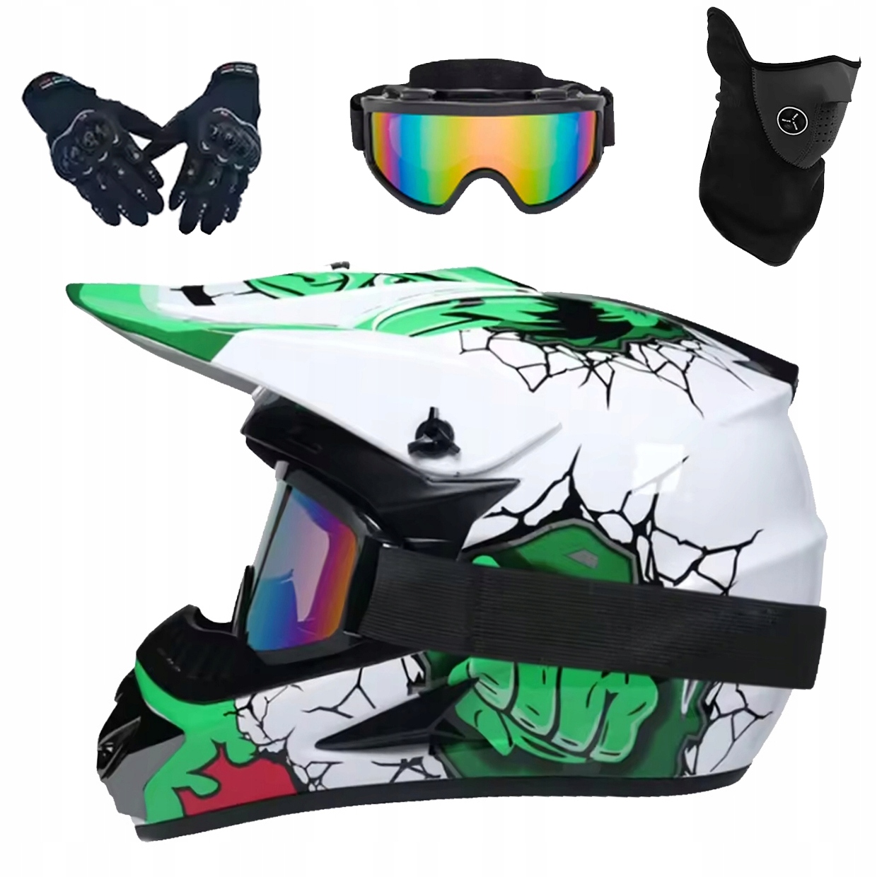 Helma Na Elektrickou Koloběžku Cross Enduro Quad Bmx Helma Brýle Rukavicexl
