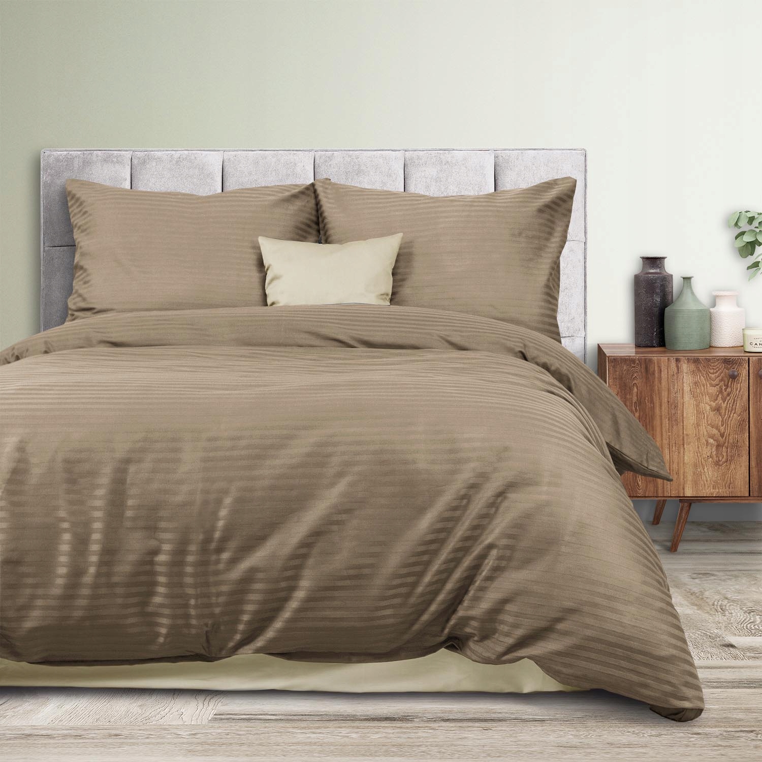 Posteľná Bielizeň bavlnená saténová Cizgili Light BROWN/160x200 Exclusive