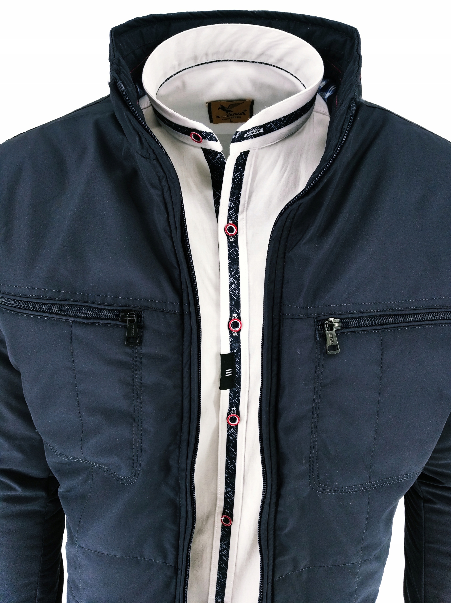 KURTKA MĘSKA WIOSENNA KLASYCZNA 2329 2XL XXL Kolor niebieski