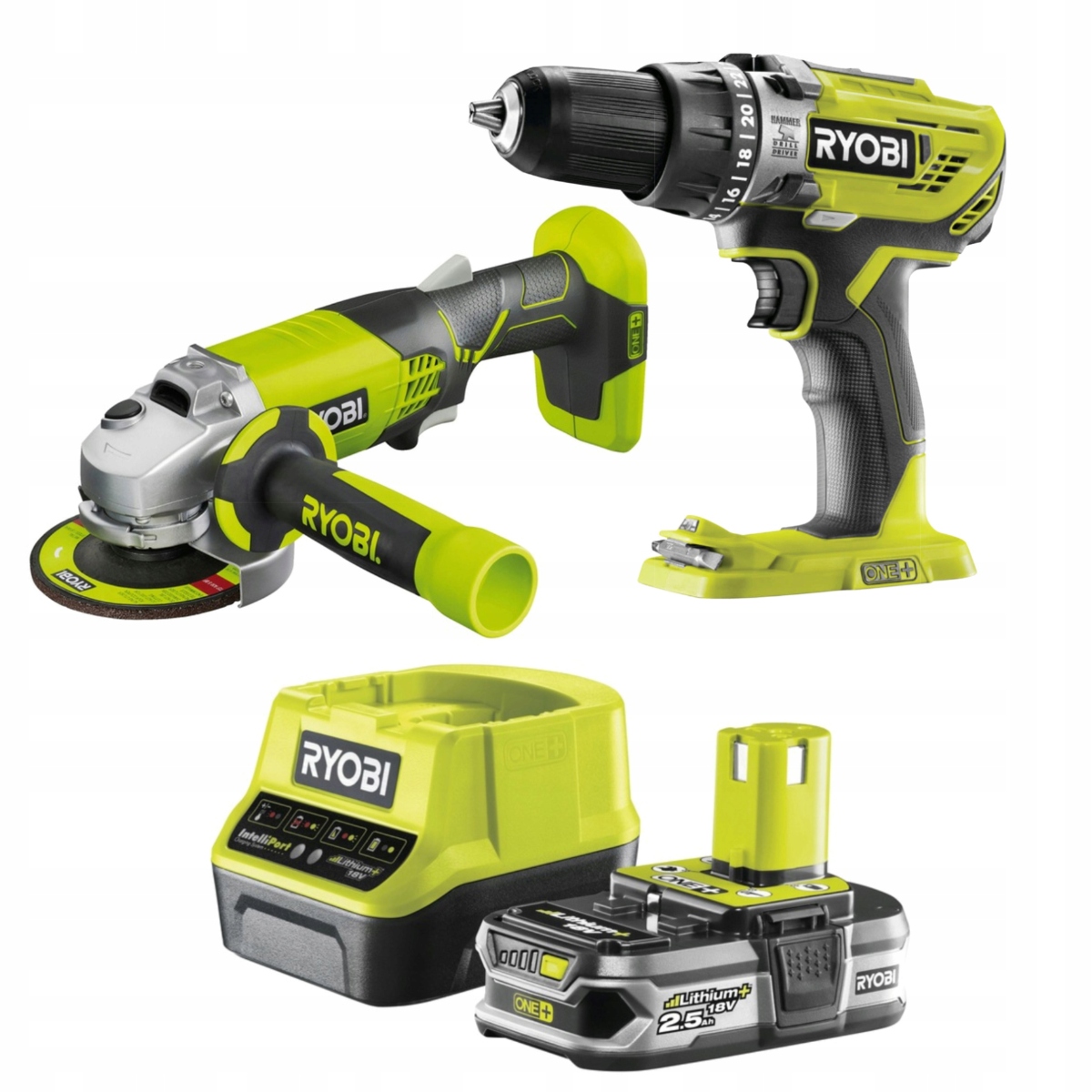 Ryobi Sada nářadí 2 kusy Akumulátor 2,5 Ah Nabíječka 18V