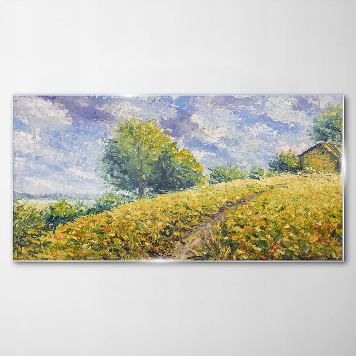 

Foto-obraz szklany Wzgórze łąka drzewa 140x70 cm